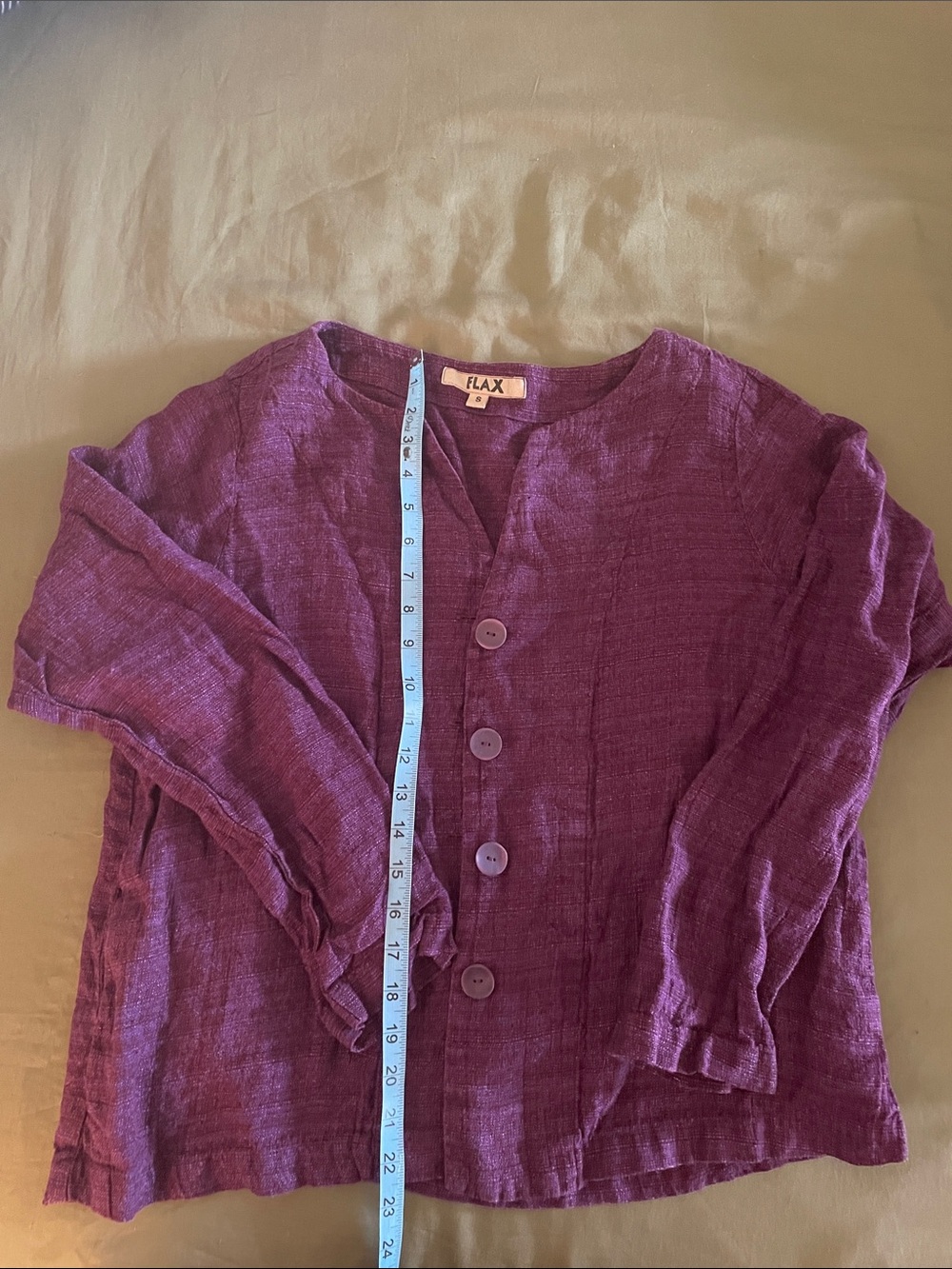 Flax Plum Linen Button-Up Jacket